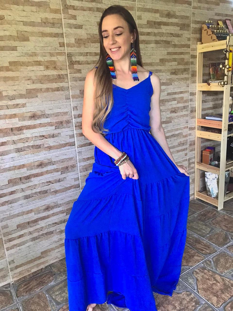 VESTIDO LONGO AZUL BIC